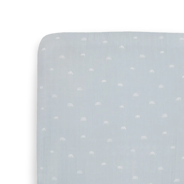 Little Unicorn Cotton Muslin Crib Sheet (Blue Rainbow)