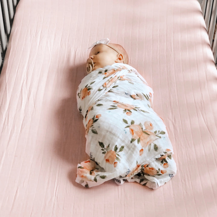 Little Unicorn Cotton Muslin Crib Sheet (Light Pink)