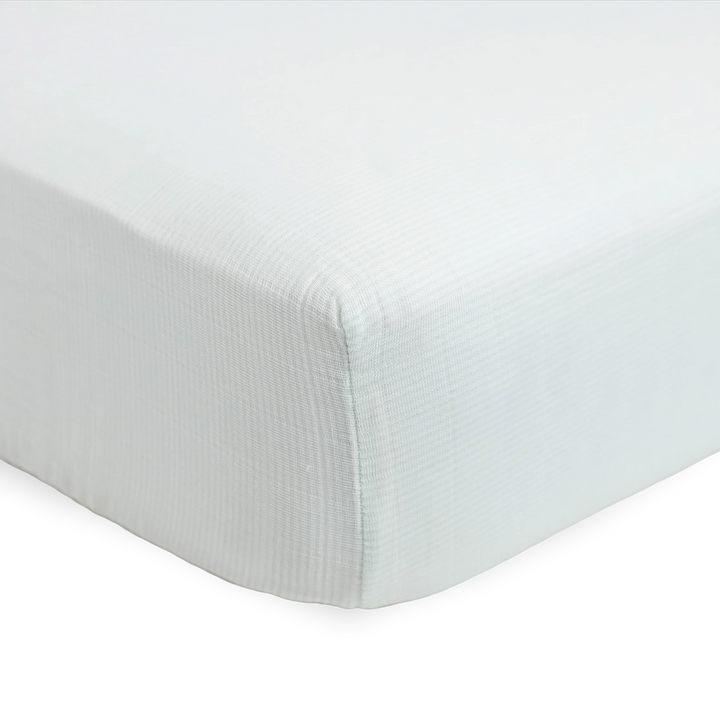 Little Unicorn Cotton Muslin Crib Sheet (Pale Pinstripe)