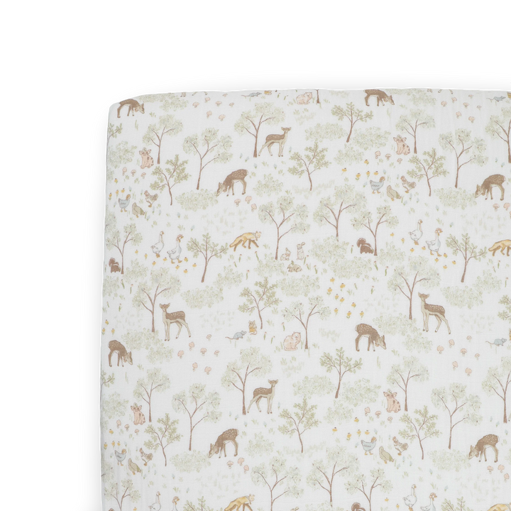 Little Unicorn Cotton Muslin Crib Sheet (Woodland Friends)