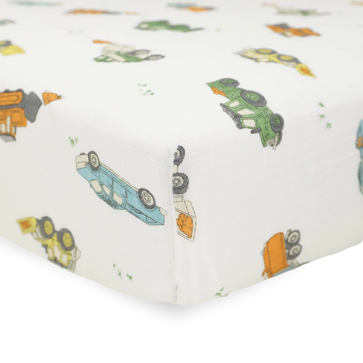 Little Unicorn Cotton Muslin Crib Sheet (Work Trucks)