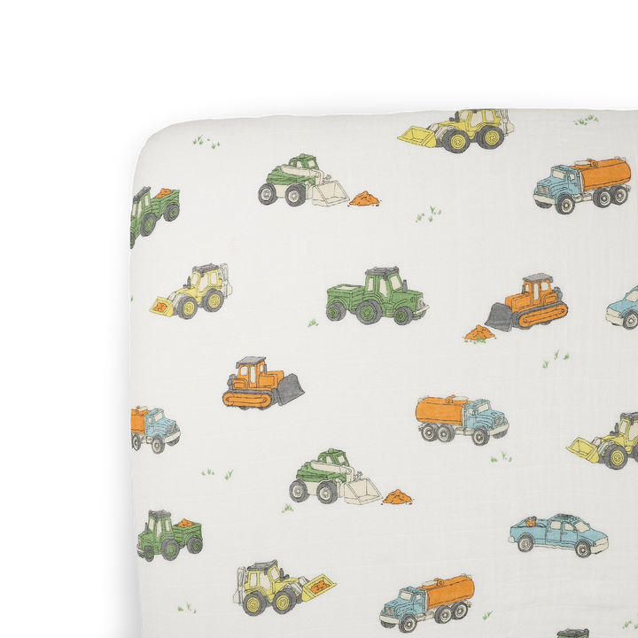 Little Unicorn Cotton Muslin Crib Sheet (Work Trucks)