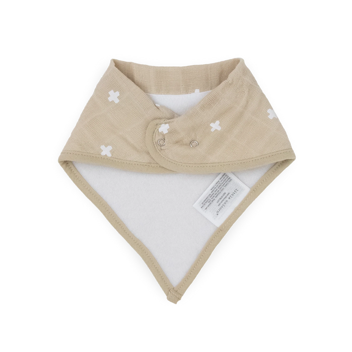 Little Unicorn Cotton Muslin/Fleece Bandana Bib 4Pk (Taupe Cross)