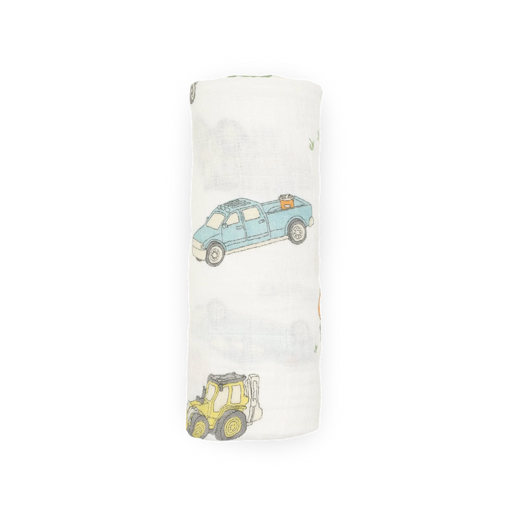 Little Unicorn Cotton Muslin Single Swaddle (Work Trucks)
