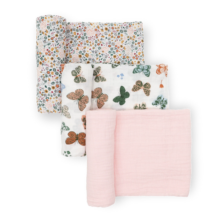 Little Unicorn Cotton Muslin Swaddle Set (Butterflies)