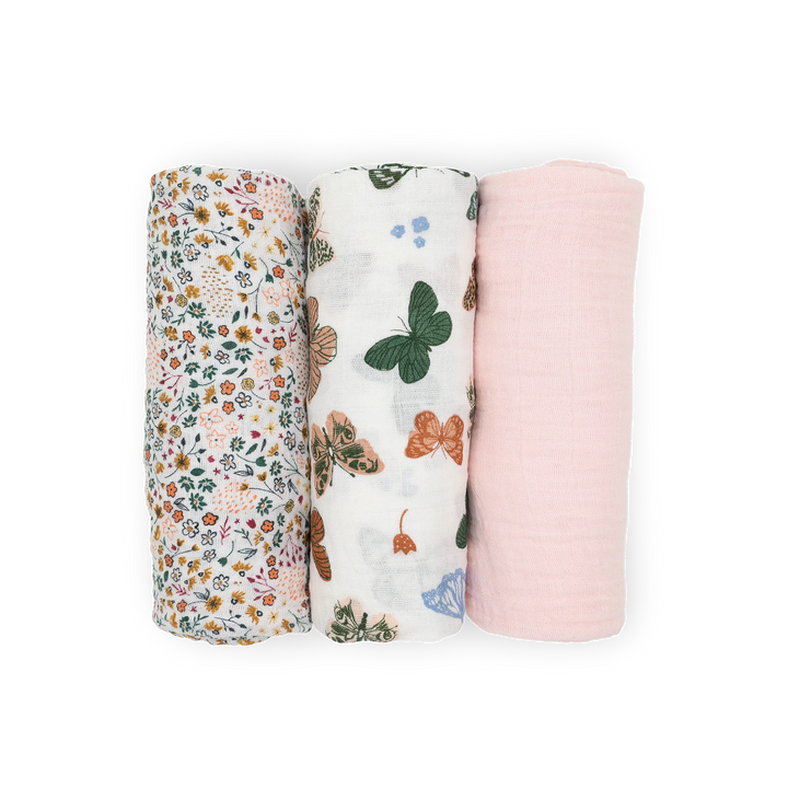 Little Unicorn Cotton Muslin Swaddle Set (Butterflies)