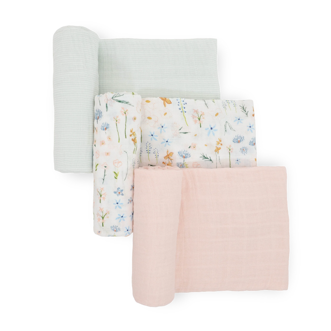 Little Unicorn Cotton Muslin Swaddle Set (Pastel Petals)