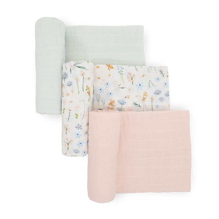 Little Unicorn Cotton Muslin Swaddle Set (Pastel Petals)