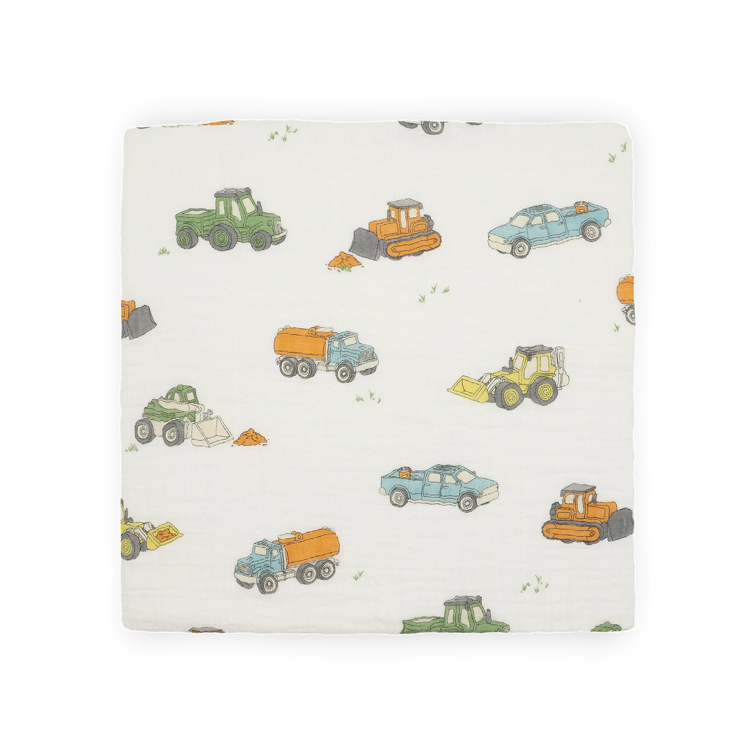 Little Unicorn Cotton Muslin Swaddle Set (Work Trucks)