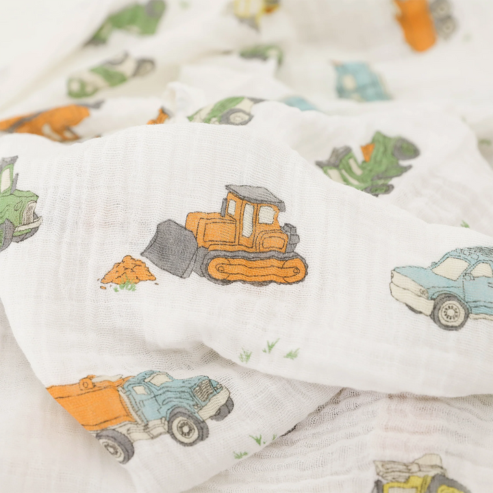 Little Unicorn Cotton Muslin Swaddle Set (Work Trucks)