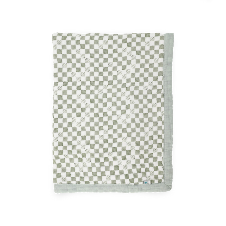 Little Unicorn Organic Cotton Muslin Baby Quilt (Green Checker)