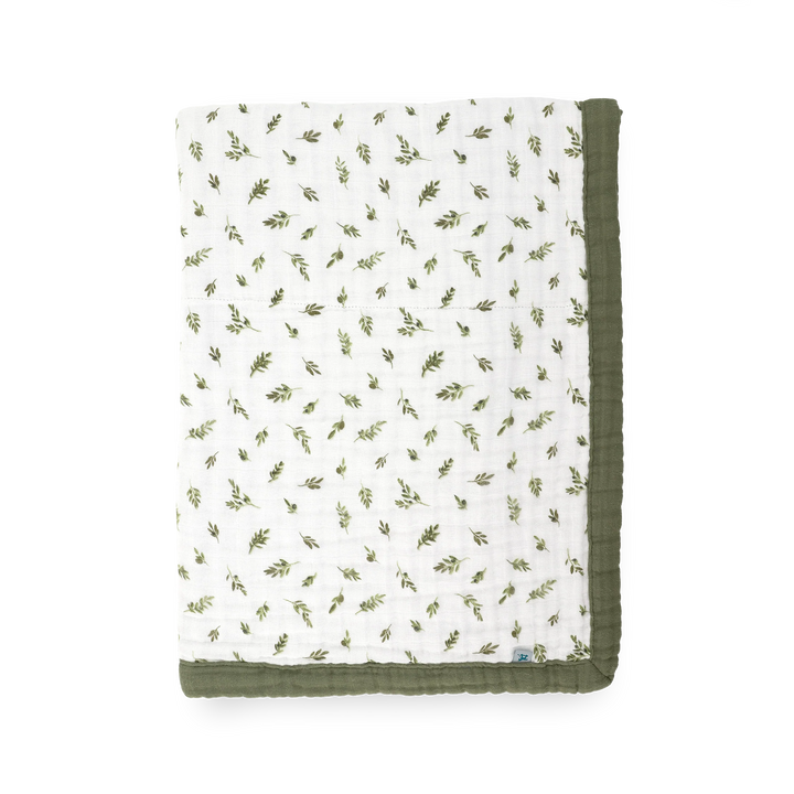 Little Unicorn Organic Cotton Muslin Baby Quilt (Olive Branch)