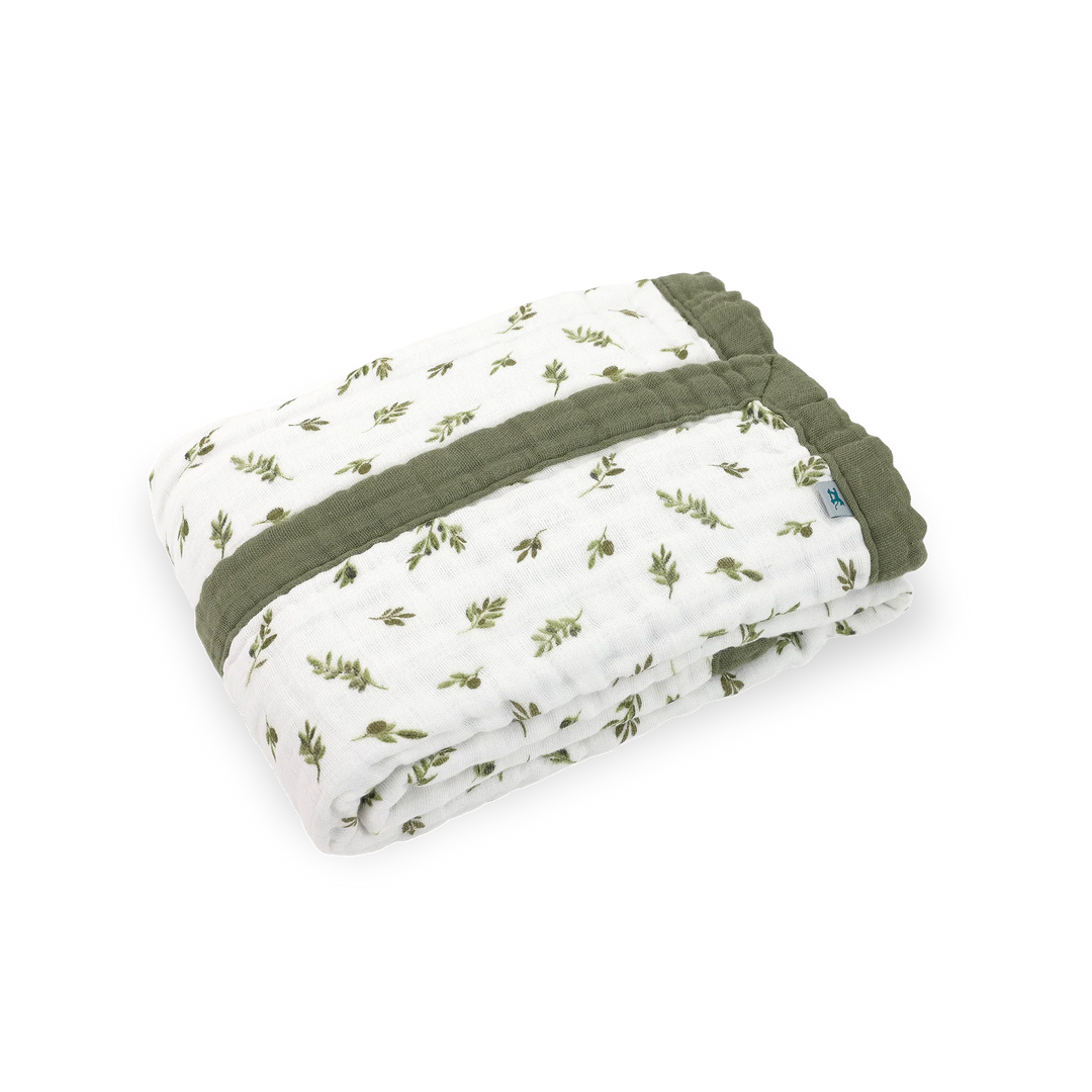 Little Unicorn Organic Cotton Muslin Baby Quilt (Olive Branch)