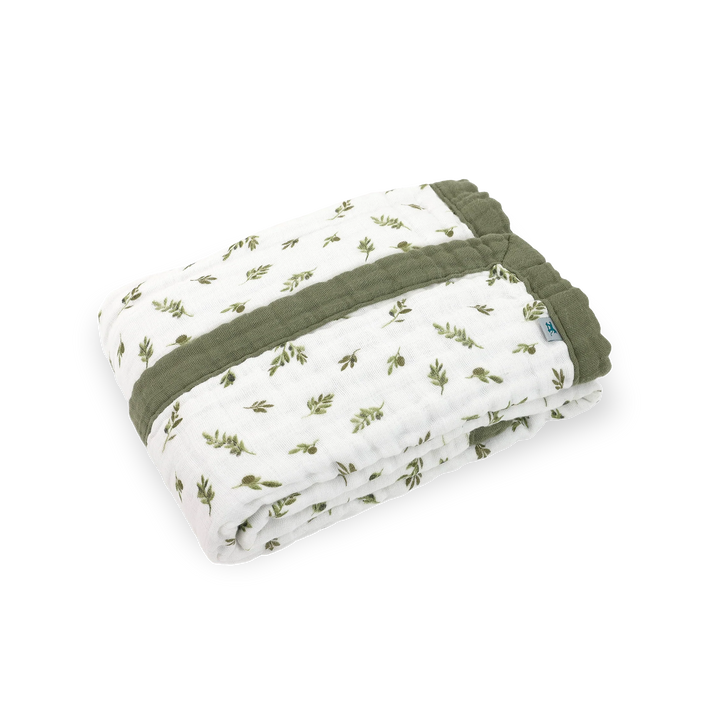 Little Unicorn Organic Cotton Muslin Baby Quilt (Olive Branch)