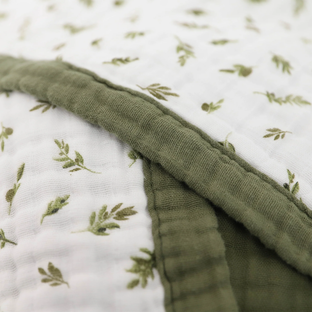 Little Unicorn Organic Cotton Muslin Baby Quilt (Olive Branch)
