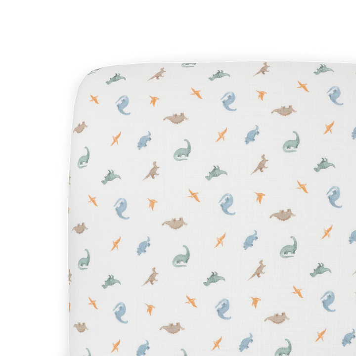 Little Unicorn Organic Cotton Muslin Crib Sheet (Little Dino)