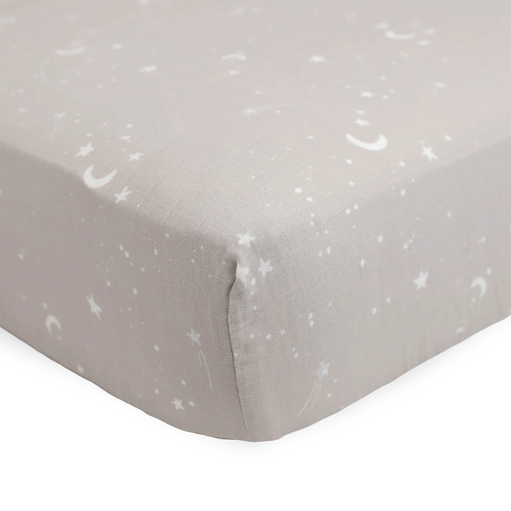 Little Unicorn Organic Cotton Muslin Crib Sheet (Moon Dust)