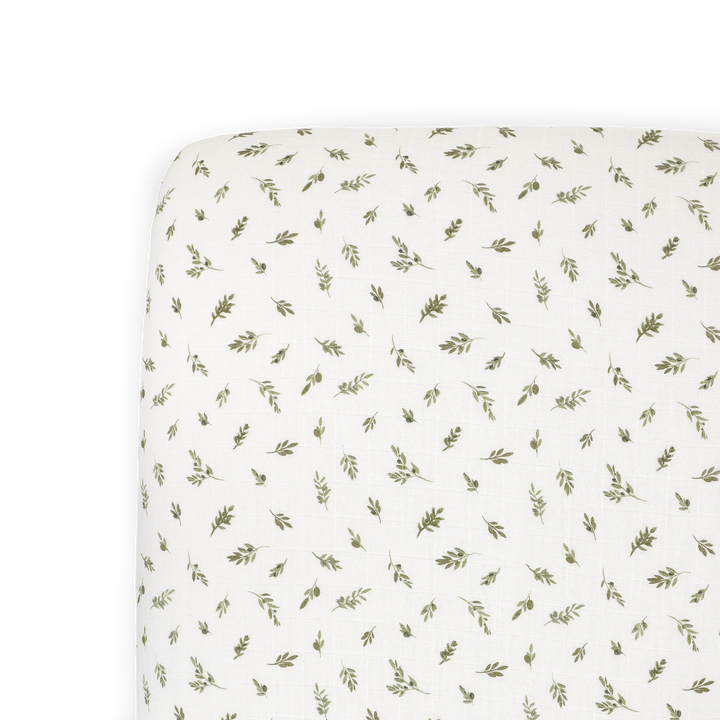 Little Unicorn Organic Cotton Muslin Crib Sheet (Olive Branch)