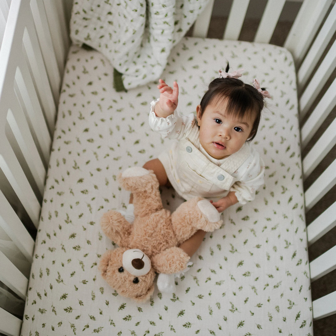 Little Unicorn Organic Cotton Muslin Crib Sheet (Olive Branch)