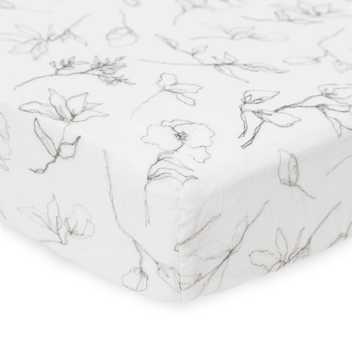 Little Unicorn Organic Cotton Muslin Crib Sheet (Pencil Floral)