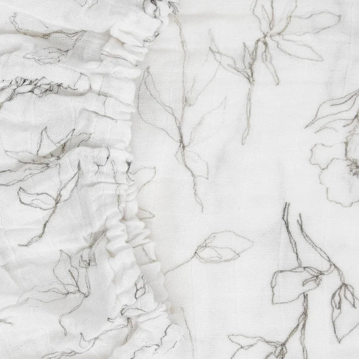 Little Unicorn Organic Cotton Muslin Crib Sheet (Pencil Floral)