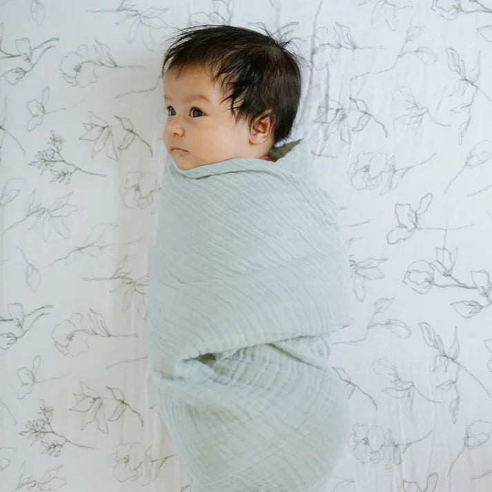 Little Unicorn Organic Cotton Muslin Crib Sheet (Pencil Floral)