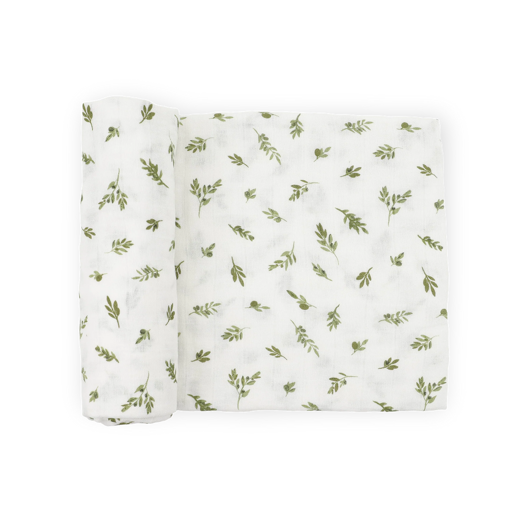 Little Unicorn Organic Cotton Muslin Swaddle Blanket (Olive Branch)