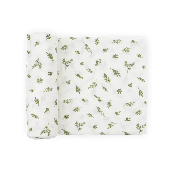 Little Unicorn Organic Cotton Muslin Swaddle Blanket (Olive Branch)