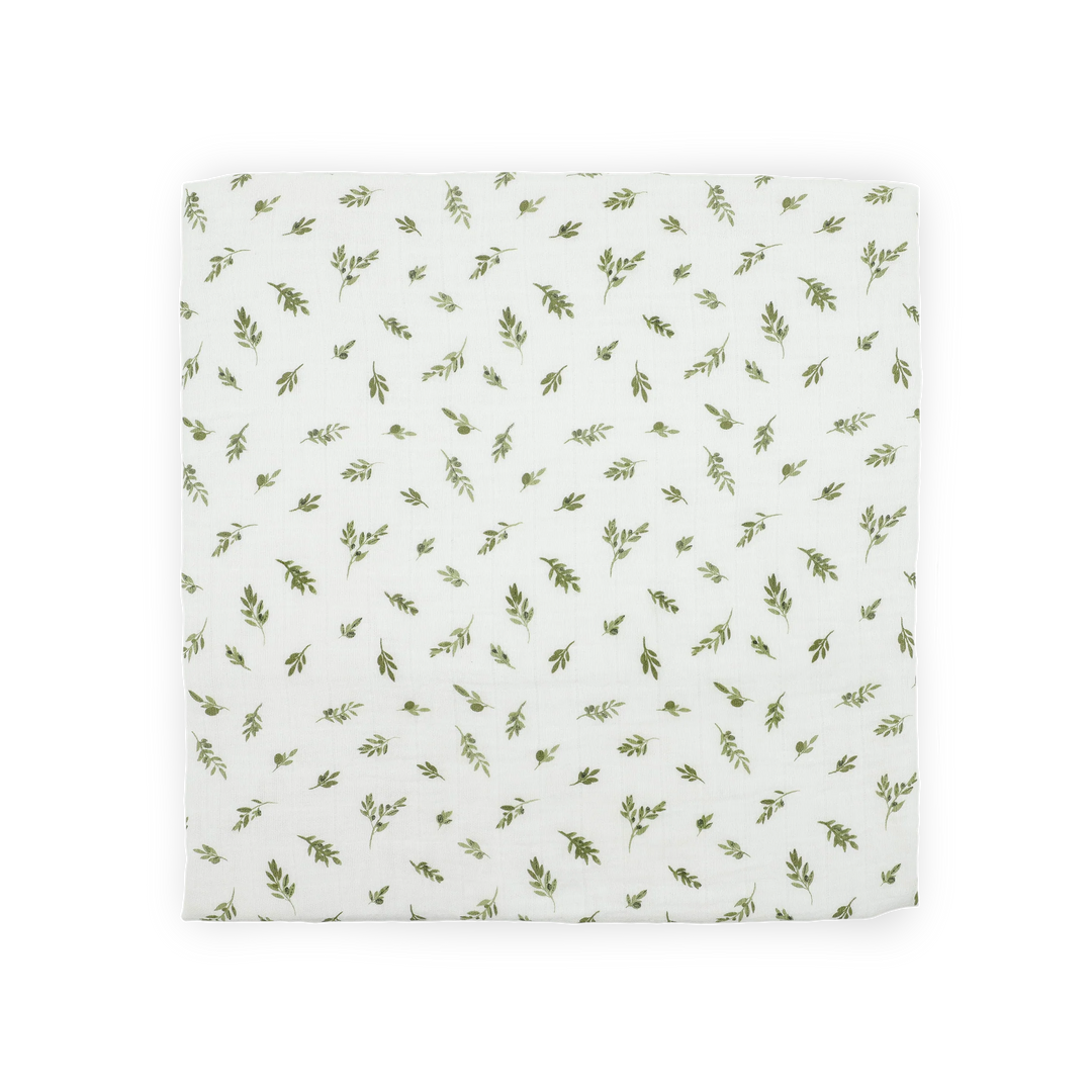 Little Unicorn Organic Cotton Muslin Swaddle Blanket (Olive Branch)