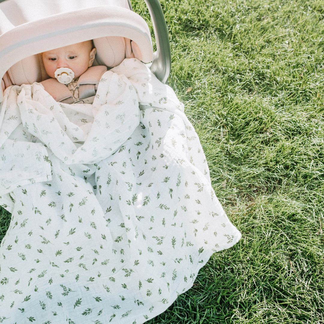 Little Unicorn Organic Cotton Muslin Swaddle Blanket (Olive Branch)