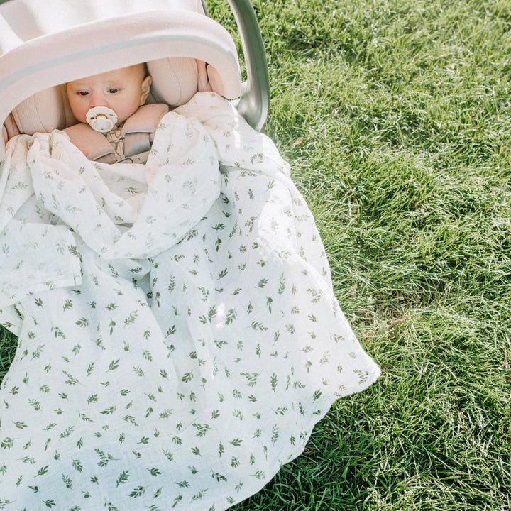 Little Unicorn Organic Cotton Muslin Swaddle Blanket (Olive Branch)