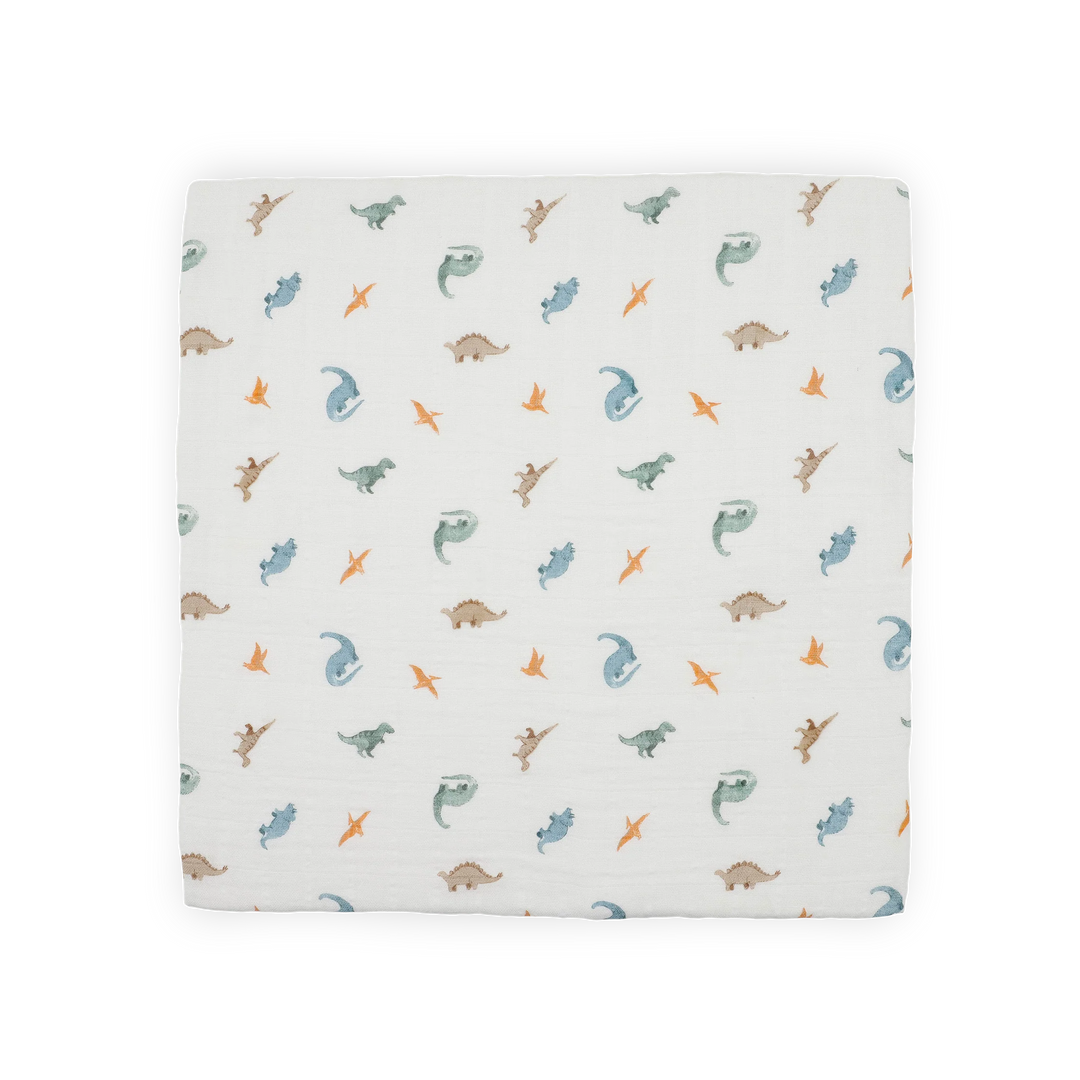 Little Unicorn Organic Cotton Muslin Swaddle Blanket Set (Little Dino)
