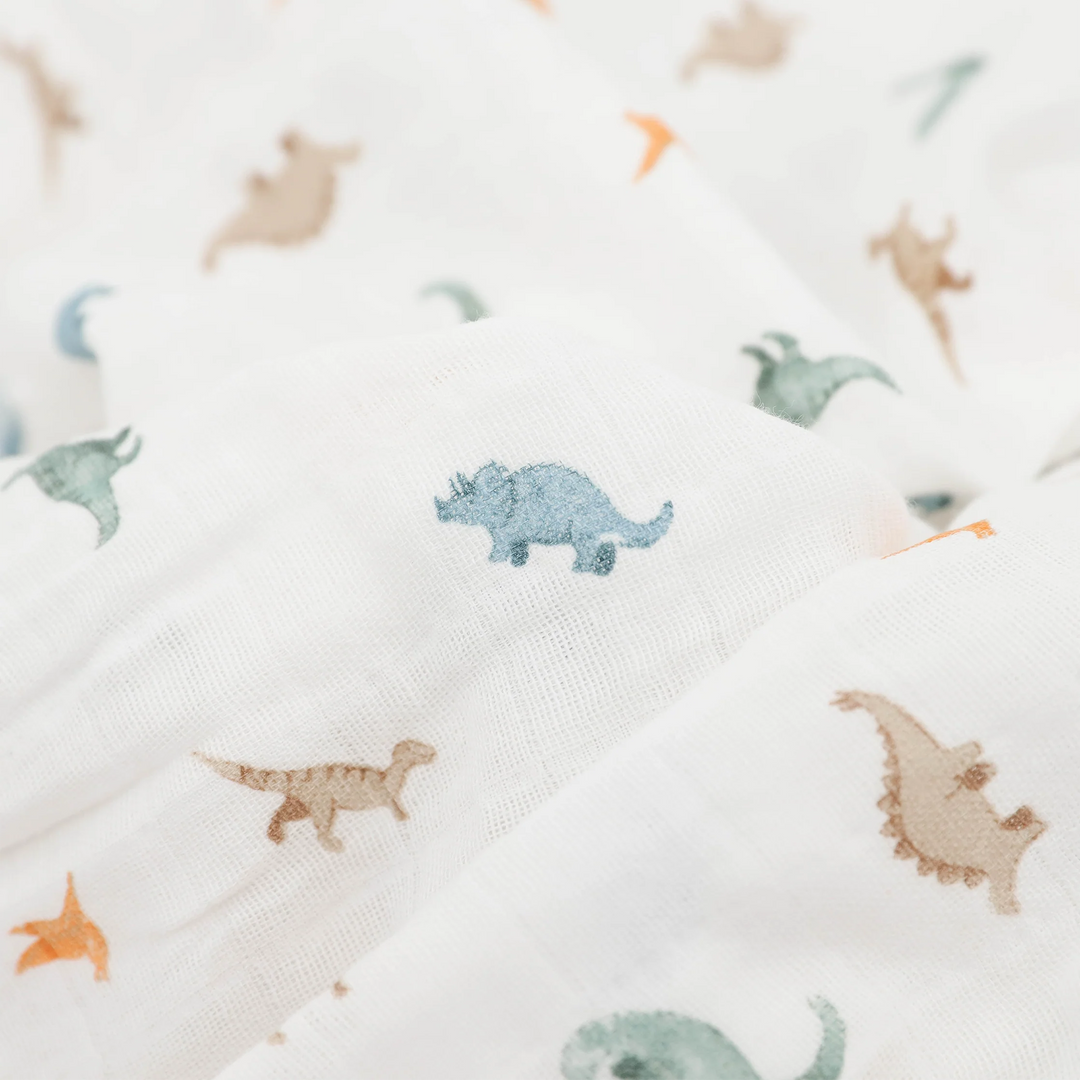 Little Unicorn Organic Cotton Muslin Swaddle Blanket Set (Little Dino)