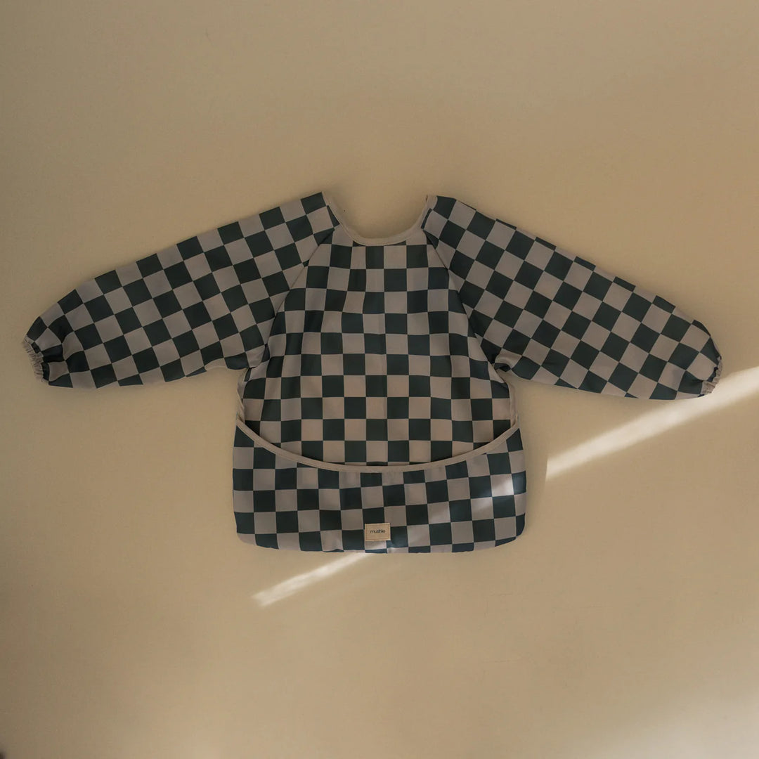 Mushie Long Sleeve Bib (Olive Check)