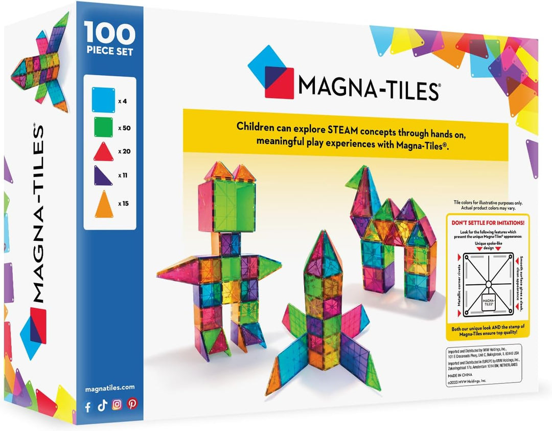 Magna-Tiles 100-Piece Construction Set (Clear Colours)