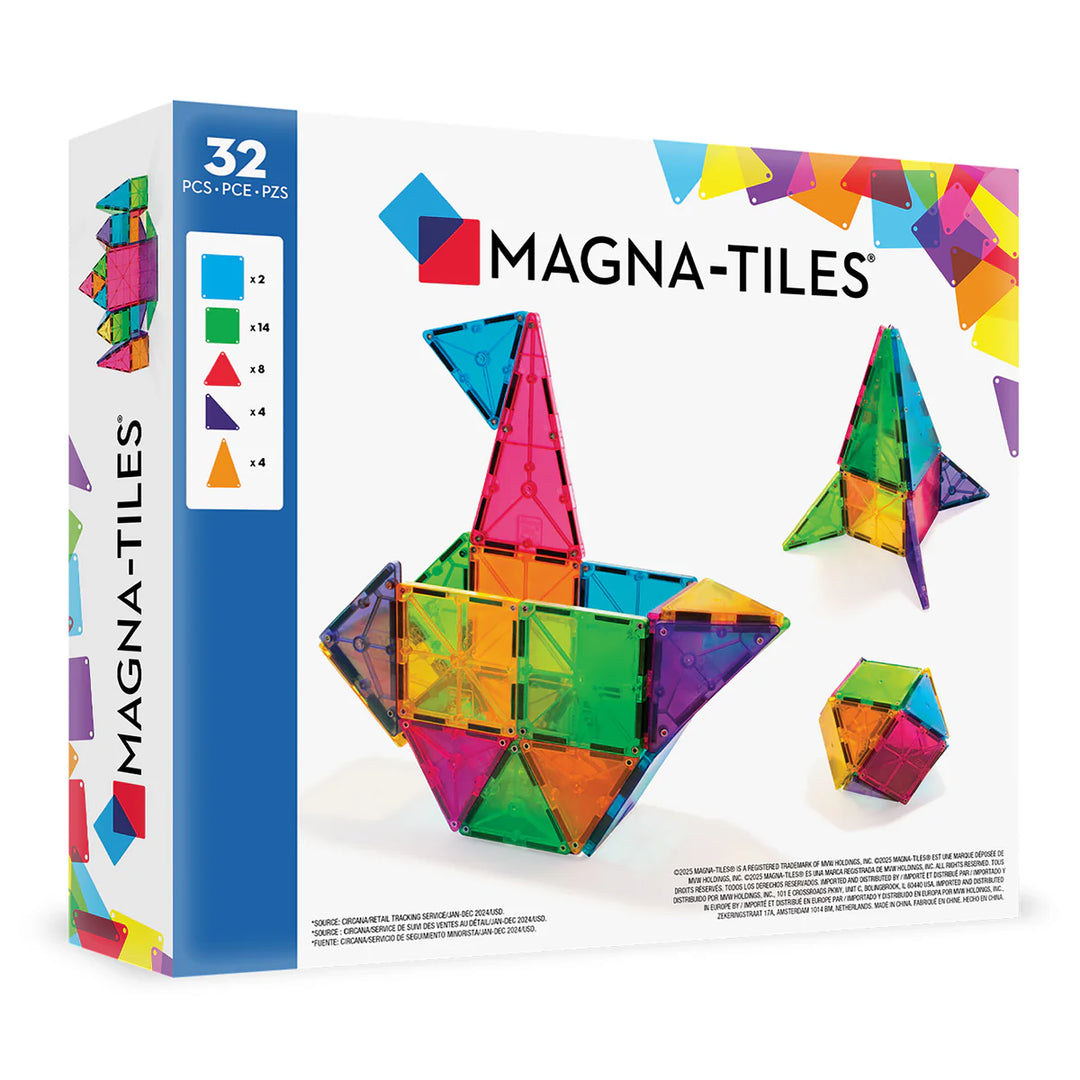 Magna-Tiles 32-Piece Construction Set (Classic Clear Colours)