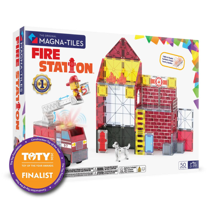 Magna-Tiles 50-Piece Construction Set (Fire Station)
