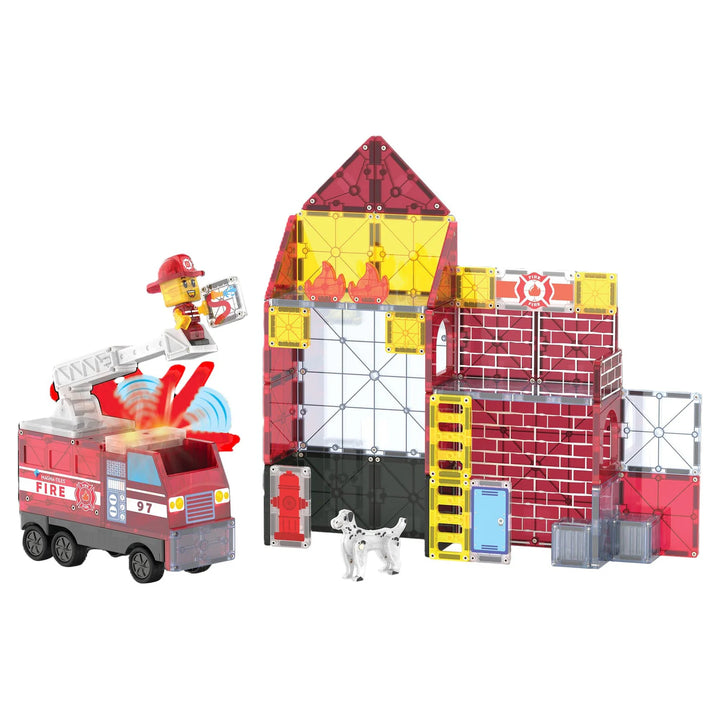 Magna-Tiles 50-Piece Construction Set (Fire Station)