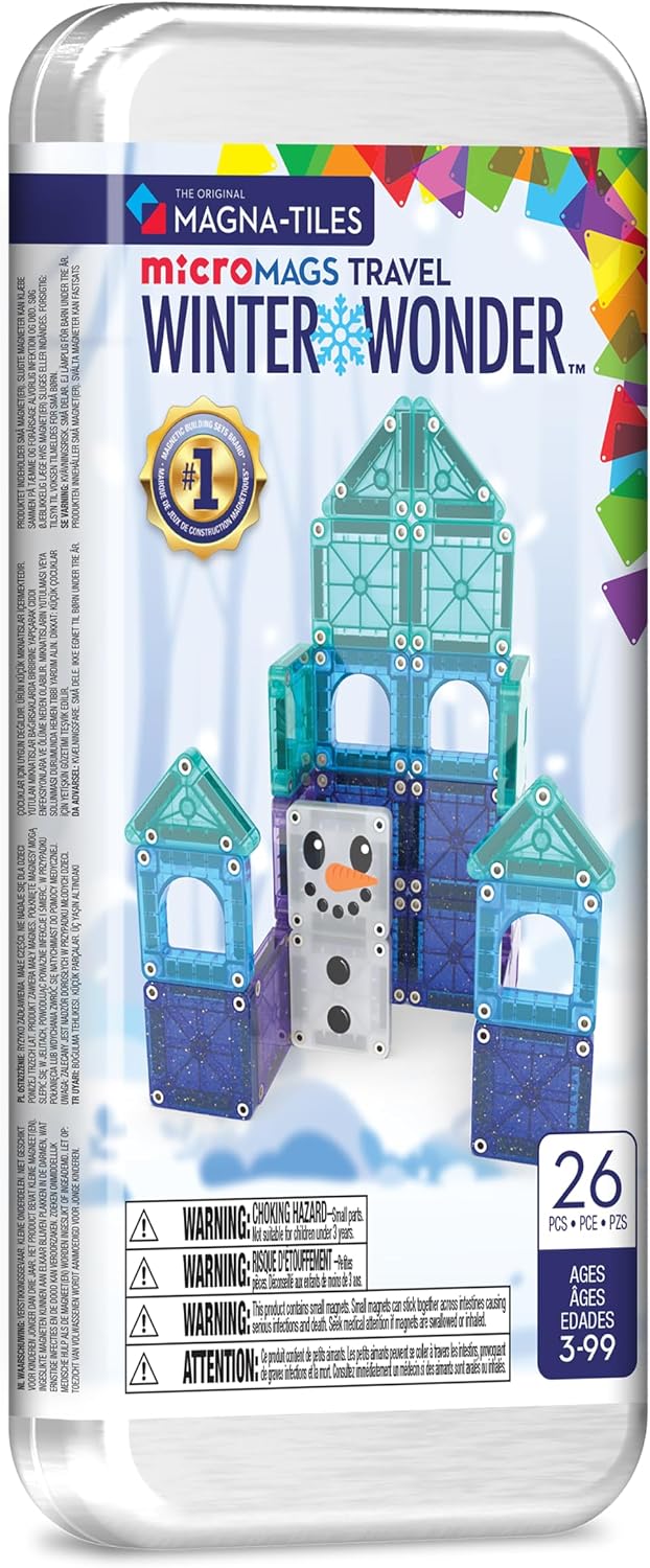 Magna-Tiles MicroMAGS 26-Piece Travel Construction Set (Winter Wonder)
