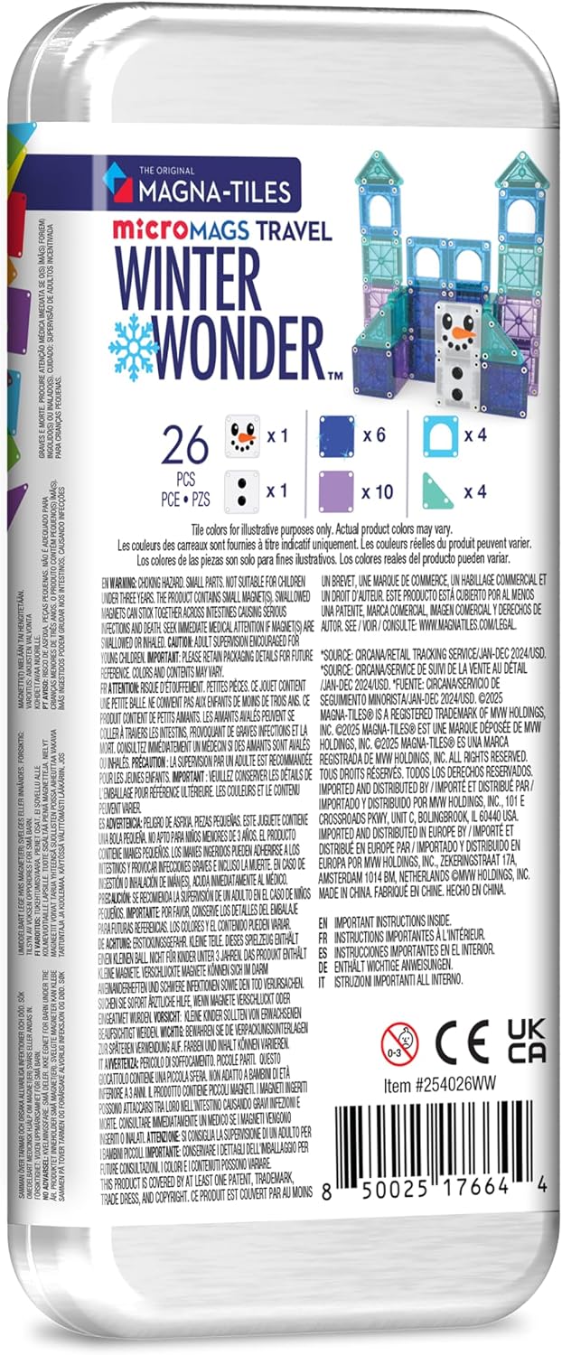Magna-Tiles MicroMAGS 26-Piece Travel Construction Set (Winter Wonder)