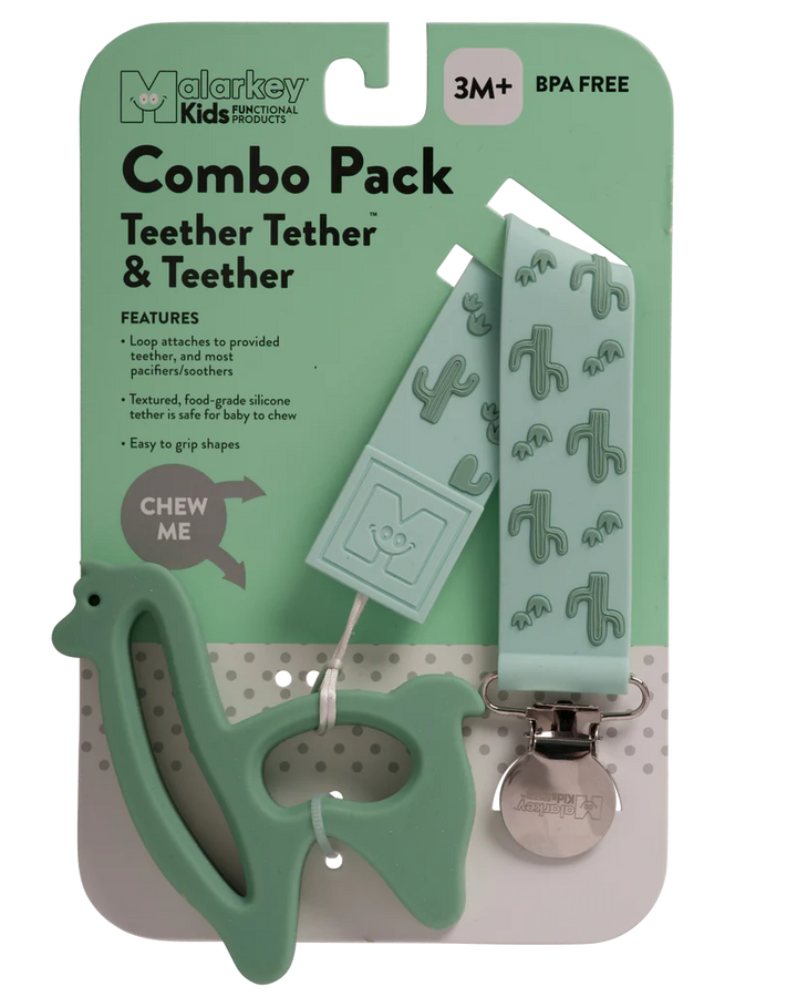 Malarkey Kids Teether Tether + Teether (Cactus Llama)