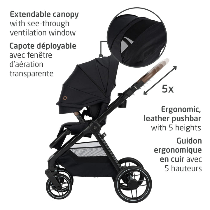 Maxi Cosi Oxford Stroller & Mico Luxe+ Travel System (Black)
