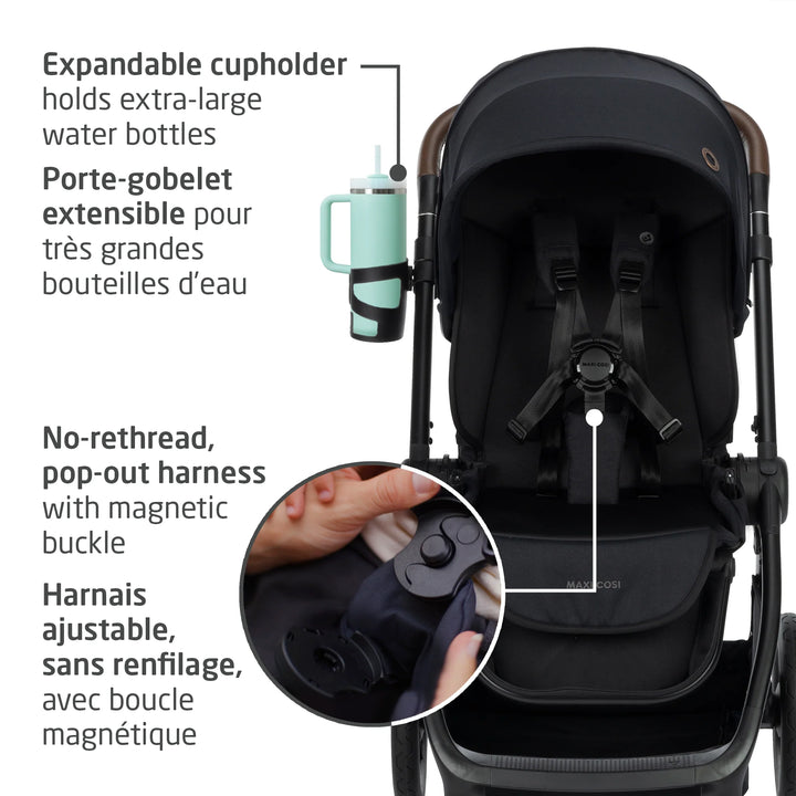 Maxi Cosi Oxford Stroller & Mico Luxe+ Travel System (Black)