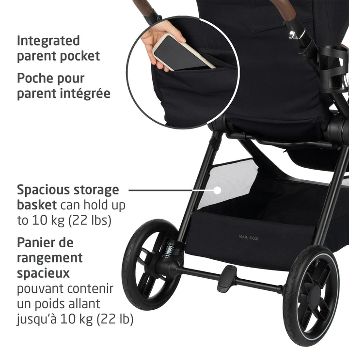 Maxi Cosi Oxford Stroller & Mico Luxe+ Travel System (Black)
