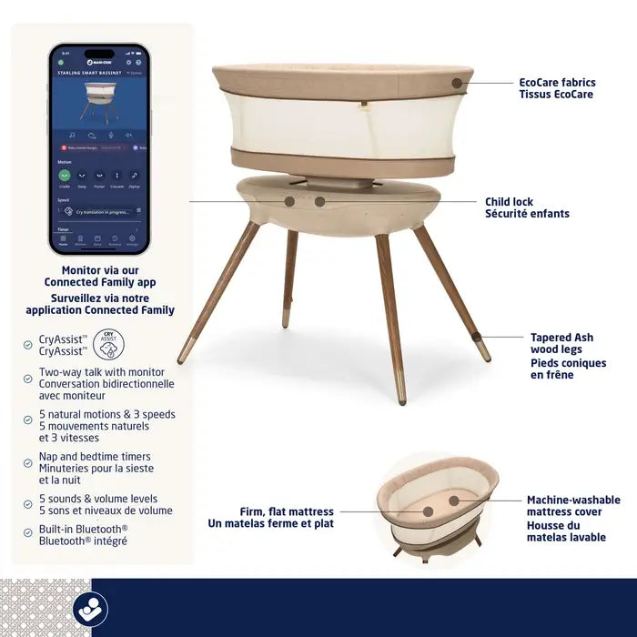 Maxi Cosi Starling Smart Bassinet (Natural Heritage)