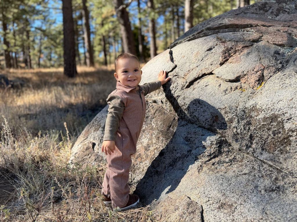 Me & Henry Arlington Cosy Polo Romper (Rust/Brown Arms)