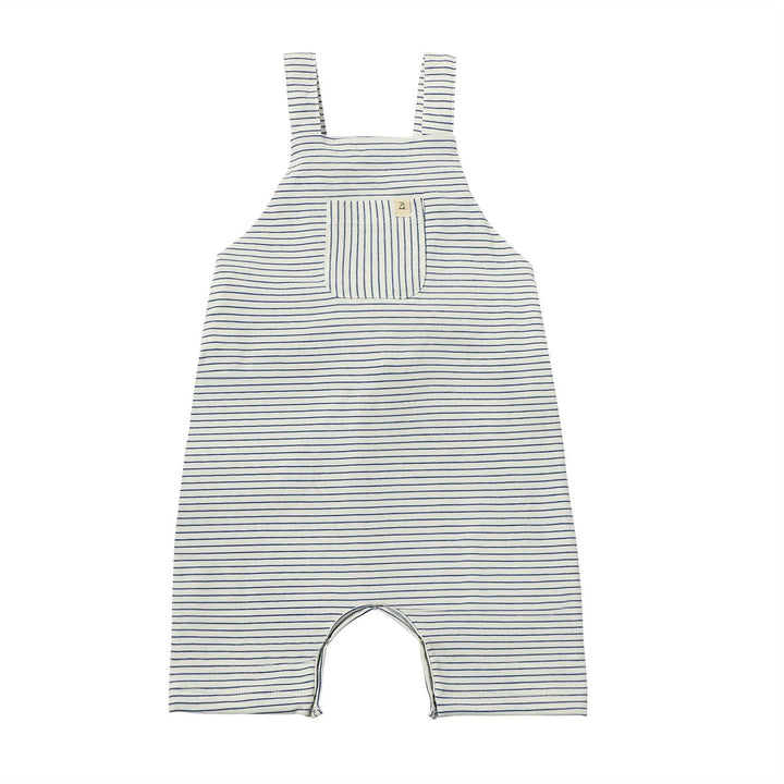 Me & Henry Dandy Jersey Romper (White/Royal Stripe)