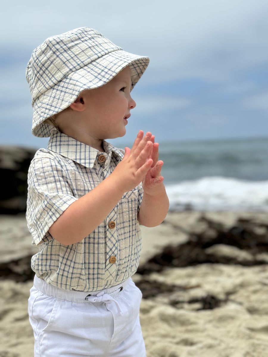 Me &amp; Henry Fisherman Bucket Hat (Chambray Plaid)