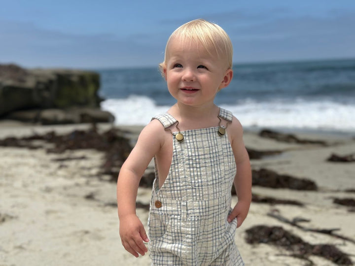 Me &amp; Henry Galleon Overalls (Chambray/Cream Plaid)