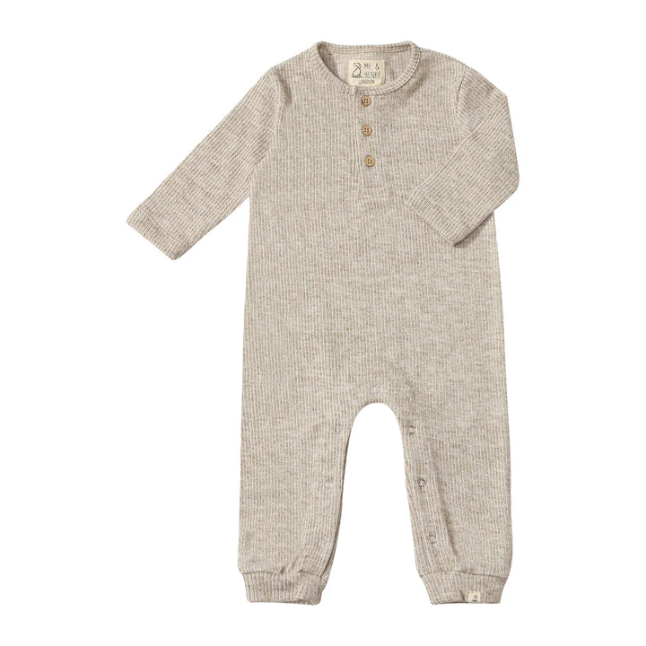 Me & Henry Mason Rib Romper (Heathered Biscuit)